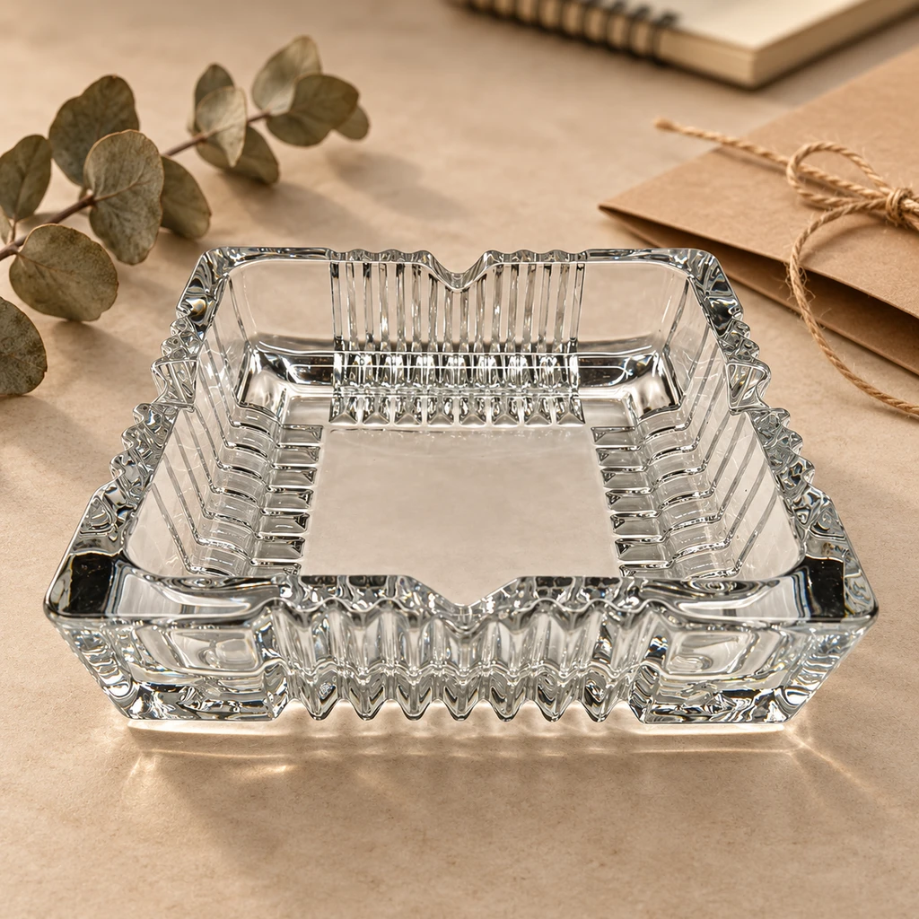 Premium Square Crystal Glass Ashtray - view 4